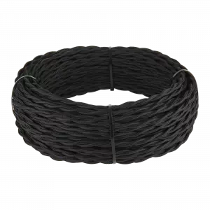 W6453208/ Ретро кабель витой 3х1,5 (черный) 20 м
