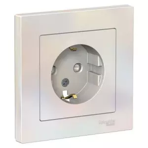 ЭЛМАКС - ATLASDESIGN РОЗЕТКА с заземлением со шторками, 16А, в сборе, ЖЕМЧУГ элмакс, электротехника, кабель, светотехника, elmax.pro