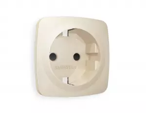 ЭЛМАКС - Лицевая панель OMEGA (Бежевый матовый) для электрической розетки с заземлением со шторками QUANT OP3 элмакс, электротехника, кабель, светотехника, elmax.pro