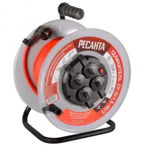 ЭЛМАКС - Удлинитель силовой на металлической катушке, СУ-3х1,5-30/3 (с выкл., 4 розетки, IP44) Ресанта элмакс, электротехника, кабель, светотехника, elmax.pro