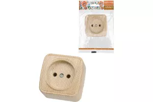 ЭЛМАКС - Розетка 2П открытой установки IP20 10А, сосна "Дача" Народная элмакс, электротехника, кабель, светотехника, elmax.pro