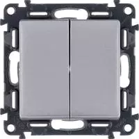 ЭЛМАКС - Valena LIFE.Выключатель двухклавишный 10А 250В с лицевой панелью.Безвинтовые зажимы.Алюминий элмакс, электротехника, кабель, светотехника, elmax.pro