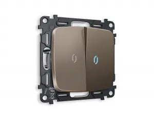 ЭЛМАКС - Комплект механизма 2-клавишного выключателя с подсветкой 10000K (голубой свет) OMEGA MO634020 Темная элмакс, электротехника, кабель, светотехника, elmax.pro