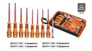 Набор диэлектрических отверток №4, тканевый пенал, 9 предметов, 1000 В, «ПрофиЭлектрик» TDM