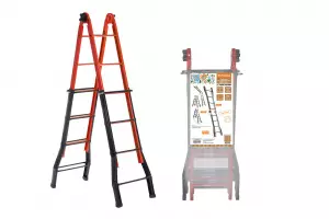 Лестница мультифункциональная, МФСЛ4х4, 4 секц.х 4 ступ, стальная, h=3940 мм, Народная