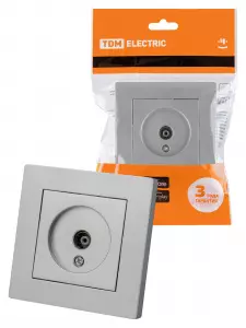ЭЛМАКС - Розетка телевизионная простая (0-2400МГц, "мама") серебр. металлик "Сенеж" TDM элмакс, электротехника, кабель, светотехника, elmax.pro