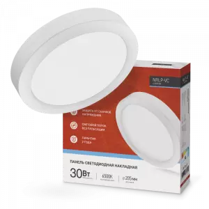 ЭЛМАКС - Панель светодиодная накладная круглая NRLP-VC 30Вт 230В 6500К 2400лм 205мм белая IP40 IN HOME элмакс, электротехника, кабель, светотехника, elmax.pro