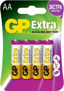 ЭЛМАКС - Батарейка щелочная GP LR6 (AA) Extra Alkaline 1.5В бл/4 (GP15AX-2CR4) элмакс, электротехника, кабель, светотехника, elmax.pro