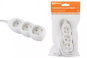 ЭЛМАКС - Удлинитель бытовой У03 3 гнезда, 5метров, с заземлением ПВС 3х1мм2 16А/250В TDM элмакс, электротехника, кабель, светотехника, elmax.pro