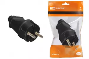 ЭЛМАКС - Вилка прямая с/з черная 16А 250В TDM элмакс, электротехника, кабель, светотехника, elmax.pro