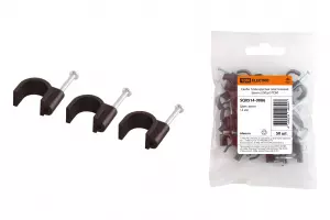 ЭЛМАКС - Скоба 12мм круглая пластиковая (венге) (50шт) TDM элмакс, электротехника, кабель, светотехника, elmax.pro