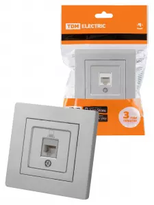 ЭЛМАКС - Розетка компьютерная RJ45 серебр. металлик "Сенеж" TDM элмакс, электротехника, кабель, светотехника, elmax.pro