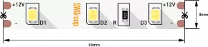ЭЛМАКС - Лента светодиодная 4,8 Вт/м SMD2835 открытая (IP20) Нейтральный, 12В, 3М элмакс, электротехника, кабель, светотехника, elmax.pro