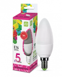 Лампа светодиодная LED-СВЕЧА-standard 5Вт 230В Е14 6500К 450Лм ASD