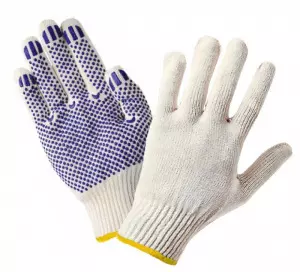 Перчатки трикотажные с ПВХ 4-х нитка 7,5 класс (точка) белые Перчатки трикотажные с ПВХ 4-х нитка 7,5 класс (точка) белые