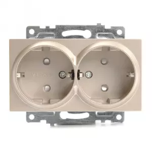 ЭЛМАКС - Розетка 2-местная с защитной шторкой (механизм) с/з, 250В, 16А, серия Катрин, GLS16-7114-02, шампань элмакс, электротехника, кабель, светотехника, elmax.pro
