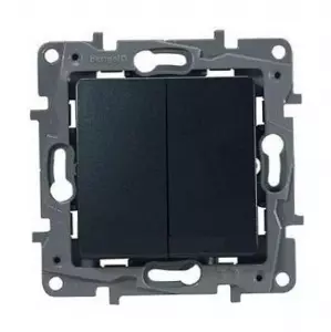 ЭЛМАКС - Переключатель двухклавишный антрацит автоматические зажимы 10AX ETIKA элмакс, электротехника, кабель, светотехника, elmax.pro