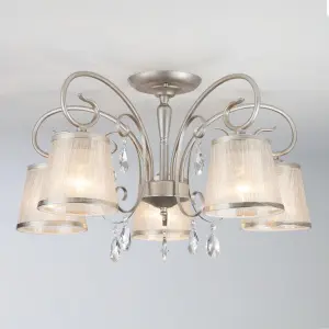 ЭЛМАКС - Потолочная люстра с абажурами 60065/5 серебро элмакс, электротехника, кабель, светотехника, elmax.pro