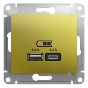GLOSSA USB РОЗЕТКА А+С, 5В/2,4А, 2х5В/1,2 А, механизм, ФИСТАШКОВЫЙ GLOSSA USB РОЗЕТКА А+С, 5В/2,4А, 2х5В/1,2 А, механизм, ФИСТАШКОВЫЙ