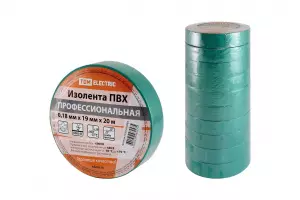 ЭЛМАКС - Изолента ПВХ профессиональная 0,18х19мм Зеленая 20м TDM элмакс, электротехника, кабель, светотехника, elmax.pro