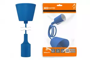 ЭЛМАКС - Патрон пластиковый Е27 с подвесом 1 м, синий TDM элмакс, электротехника, кабель, светотехника, elmax.pro