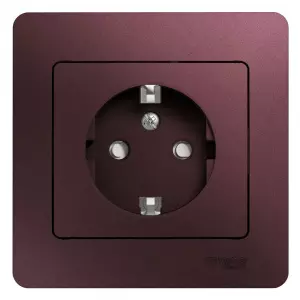GLOSSA РОЗЕТКА с заземлением со шторками,16А, 250В, в сборе,БАКЛАЖАНОВЫЙ GLOSSA РОЗЕТКА с заземлением со шторками,16А, 250В, в сборе,БАКЛАЖАНОВЫЙ