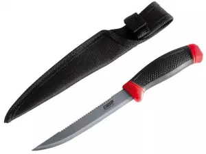 Нож рыбака, длина лезвия 140 мм, нержавеющая сталь, двухкомпонентная рукоять, зубчатый обух