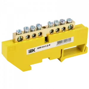 ЭЛМАКС - Шина PE "земля" на DIN-изол. ШНИ-6х9-8-Д-Ж IEK YNN10-69-8D-K05 элмакс, электротехника, кабель, светотехника, elmax.pro