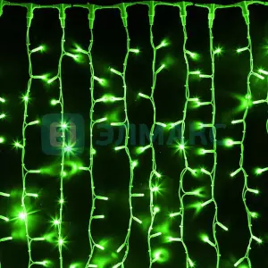 Гирлянда "Светодиодный Дождь" 2х1,5м, постоянное свечение, белый провод "КАУЧУК", 230 В, диоды ЗЕЛЕН