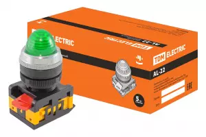 ЭЛМАКС - Лампа AL-22 сигнальная d22мм зеленый неон/230В цилиндр TDM элмакс, электротехника, кабель, светотехника, elmax.pro