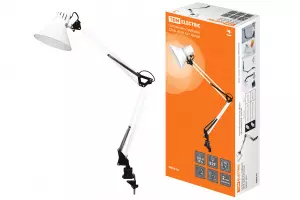 ЭЛМАКС - Светильник струбцина 220В, 40Вт, E27 белый TDM элмакс, электротехника, кабель, светотехника, elmax.pro