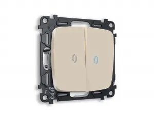 ЭЛМАКС - Комплект механизма 2-клавишного проходного выключателя с подсветкой 10000K (голубой свет) OMEGA MO32 элмакс, электротехника, кабель, светотехника, elmax.pro