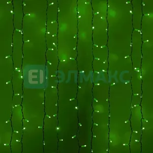 Гирлянда "Светодиодный Дождь" 2х3м, постоянное свечение, белый провод, 230 В, диоды ЗЕЛЁНЫЕ, 760 LED