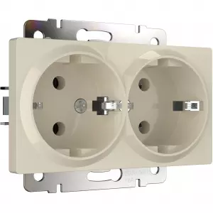 ЭЛМАКС - W1172003/ Розетка двойная с заземлением (слоновая кость) элмакс, электротехника, кабель, светотехника, elmax.pro