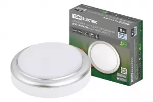 ЭЛМАКС - Светильник накладной LED ДПО "Антарес" 8Вт 4000К круг 140*58 мм мат.серебро IP54 TDM элмакс, электротехника, кабель, светотехника, elmax.pro