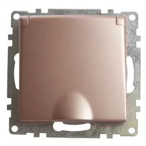 ЭЛМАКС - Розетка 1-местная с крышк с защ. штор (механизм) с/з, 250В, 16А, серия Катрин, GLS16-7112-02, шампан элмакс, электротехника, кабель, светотехника, elmax.pro