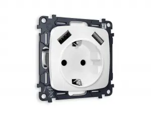 ЭЛМАКС - Комплект механизма электрической розетки OMEGA MO129010 Белый матовый 2USB A+A 18W 3000mA (быстрая з элмакс, электротехника, кабель, светотехника, elmax.pro