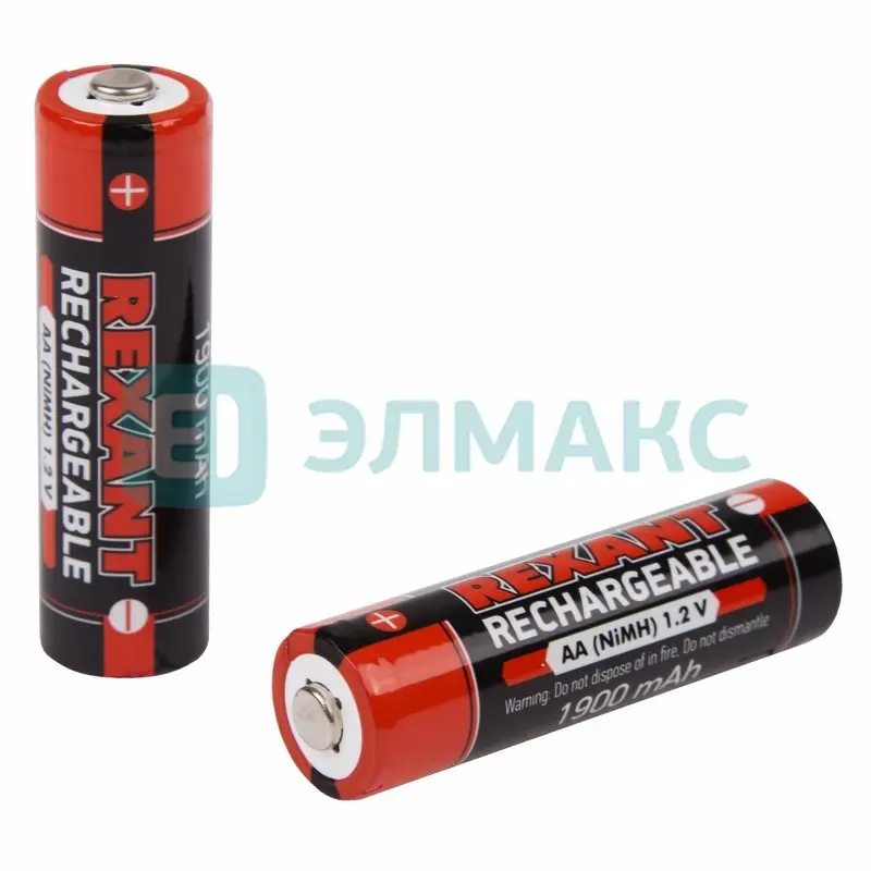 ЭЛМАКС - Аккумулятор тип AA "пальчиковый" 1.2В 1900мАч "REXANT" блистер 2 шт элмакс, электротехника, кабель, светотехника, elmax.pro