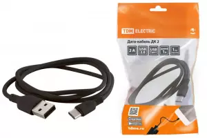 ЭЛМАКС - Дата-кабель, ДК 2, USB - USB Type-C, 1 м, черный, TDM элмакс, электротехника, кабель, светотехника, elmax.pro