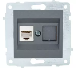 розетка компьютерная 1 пост OVIVO Loft CAT6 дымчатый