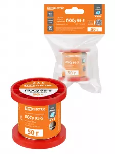 Припой ПОСу 95-5, проволока, ГОСТ 21931-76, Ø1 мм, 50 г, катушка, инд. упак., "Алмаз" TDM Припой ПОСу 95-5, проволока, ГОСТ 21931-76, Ø1 мм, 50 г, катушка, инд. упак., "Алмаз" TDM