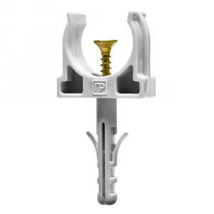 Крепеж-клипса с дюбелем и саморезом серая d20 мм (100шт/1200шт уп/кор) Промрукав