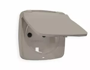 ЭЛМАКС - Лицевая панель OMEGA (Серо-бежевый матовый) для электрической розетки с заземлением со шторками и за элмакс, электротехника, кабель, светотехника, elmax.pro