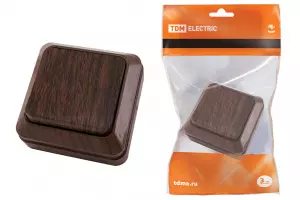 ЭЛМАКС - Выключатель 1-кл. открытой установки IP20 10А, бук "Ладога" TDM элмакс, электротехника, кабель, светотехника, elmax.pro