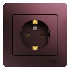 ЭЛМАКС - GLOSSA РОЗЕТКА с заземлением,16А, 250В, в сборе,БАКЛАЖАНОВЫЙ элмакс, электротехника, кабель, светотехника, elmax.pro