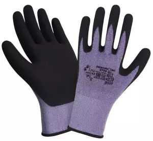 Перчатки супер эластичная нейлон-спандекс основа с microfoam нитриловым покрытием ладони и пальцев черного цвета, индивидуальная упаковка, р-р 6.5, 7.