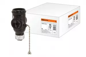 ЭЛМАКС - Патрон-розетка карболитовый с выключателем, Е27, черный, TDM элмакс, электротехника, кабель, светотехника, elmax.pro