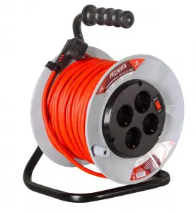 ЭЛМАКС - Удлинитель силовой на катушке, СУ-3х1,5-30/2 (с выкл., 4 розетки) Ресанта элмакс, электротехника, кабель, светотехника, elmax.pro