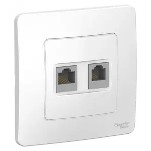 ЭЛМАКС - BLANCA С/У РОЗЕТКА двойная: комп.RJ45, кат.5E + телефон. RJ11, БЕЛЫЙ элмакс, электротехника, кабель, светотехника, elmax.pro