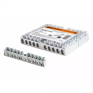 ЭЛМАКС - Шина "N" нулевая 6х9мм 10/1 (10 групп/крепеж по центру) никелированная TDM элмакс, электротехника, кабель, светотехника, elmax.pro